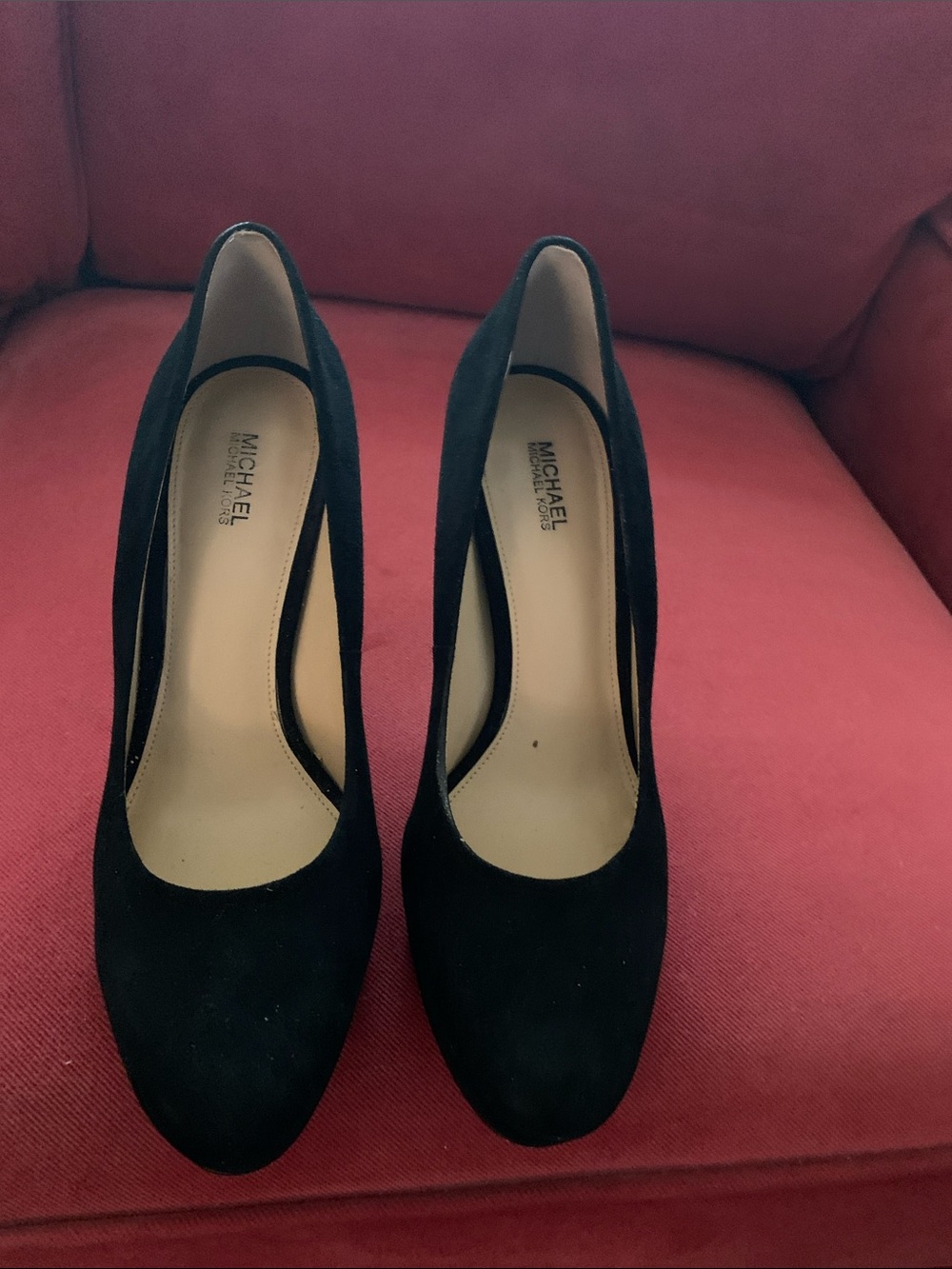MICHAEL Michael Kors Black Suede Round-Toe Pumps